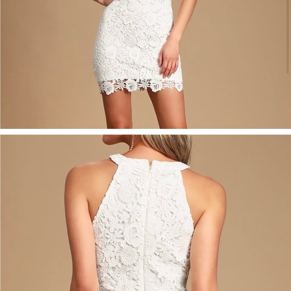 Lulu's White Floral Lace Mini Dress